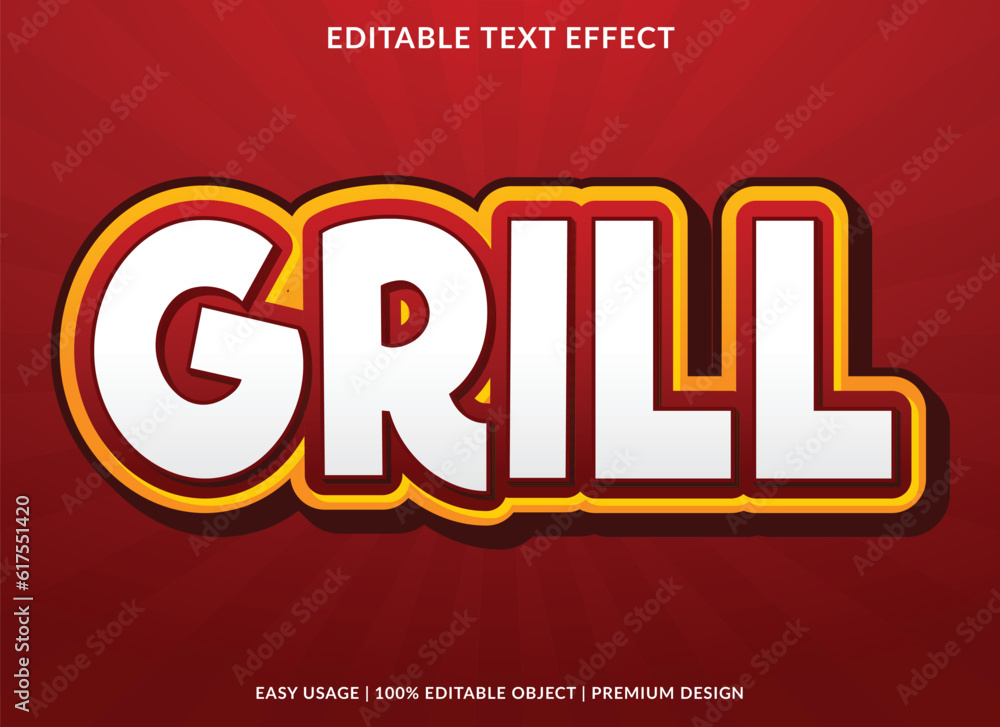 Poster grill editable text effect template with abstract background use for business brand and logo