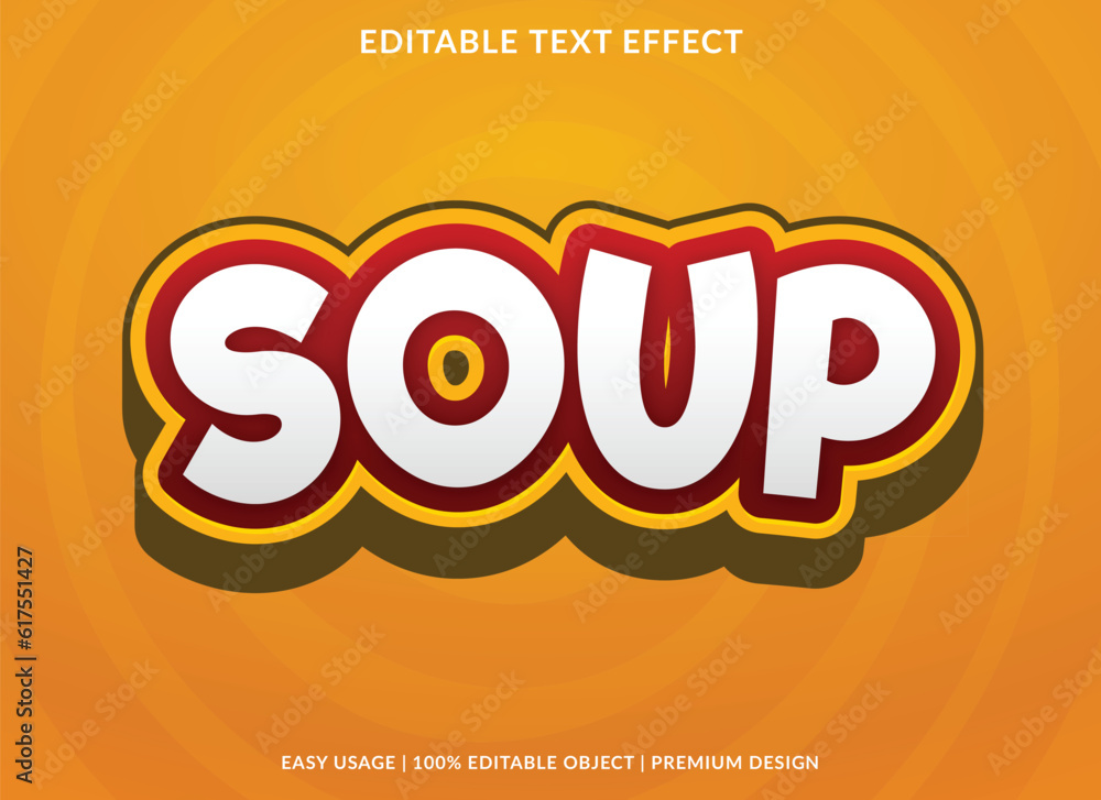 Aufkleber soup editable text effect template with abstract background use for business brand and logo