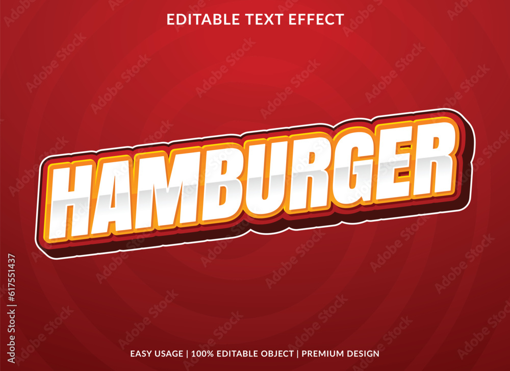 Aufkleber hamburger editable text effect template with abstract background use for business brand and logo