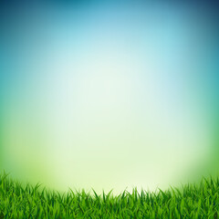 Plakat Landscape With Green Grass With Gradient Mesh, Vector Illustration