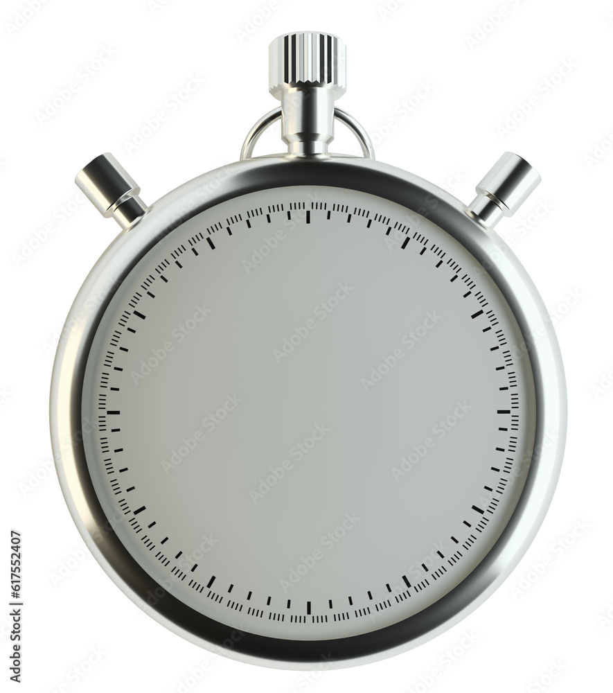 Poster time concept. stopwatch isolated on white background. empty space for your content. 3d rendering