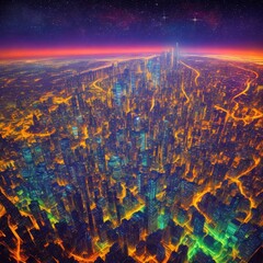 Big city in open sky, Ai Generative