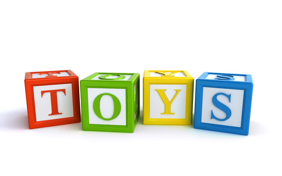 Colorful toys blocks over the white background (3d rendering)