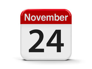 Calendar web button - The Twenty Fourth of November, three-dimensional rendering, 3D illustration