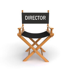 3d render of a movie directors chair on the white background