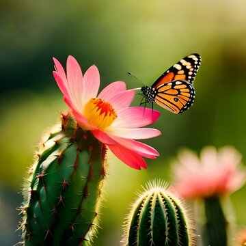 Butterfly on a cactus flower