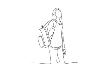 Continuous one line drawing Back to school concept. Single line draw design vector graphic illustration.