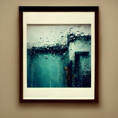 abstract frames wall water rainy day face 