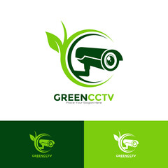 Green CCTV logo vector template. Suitable for business, nature, technology, and security