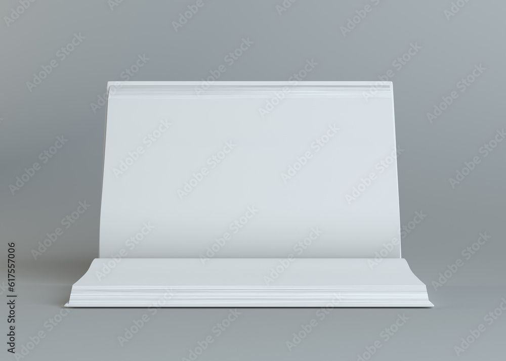Aufkleber white empty open book on gray background. template for your content. 3d illustration
