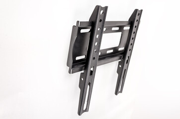 Black bracket for TV on a white background isolation