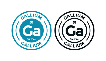 Gallium logo badge template. this is chemical element of periodic table symbol. Suitable for business, technology, molecule, atomic symbol 
