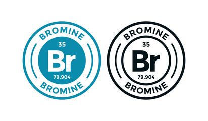 Bromine logo badge template. this is chemical element of periodic table symbol. Suitable for business, technology, molecule, atomic symbol 