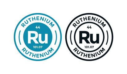 Ruthenium logo badge template. this is chemical element of periodic table symbol. Suitable for business, technology, molecule, atomic symbol 