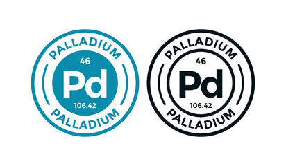 Palladium logo badge template. this is chemical element of periodic table symbol. Suitable for business, technology, molecule, atomic symbol 
