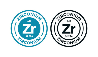 Zirconium logo badge template. this is chemical element of periodic table symbol. Suitable for business, technology, molecule, atomic symbol 