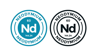 Neodymium logo badge template. this is chemical element of periodic table symbol. Suitable for business, technology, molecule, atomic symbol 