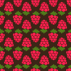 Seamless raspberry background brown pattern. Vector illustration