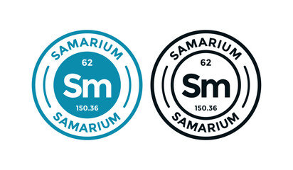 Samarium logo badge template. this is chemical element of periodic table symbol. Suitable for business, technology, molecule, atomic symbol 