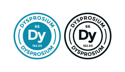 Dysprosium logo badge template. this is chemical element of periodic table symbol. Suitable for business, technology, molecule, atomic symbol 