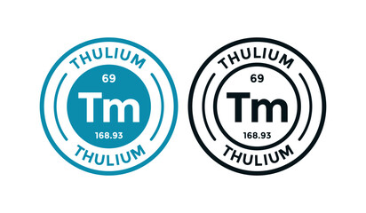 Thulium logo badge template. this is chemical element of periodic table symbol. Suitable for business, technology, molecule, atomic symbol 