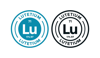 Lutetium logo badge template. this is chemical element of periodic table symbol. Suitable for business, technology, molecule, atomic symbol 