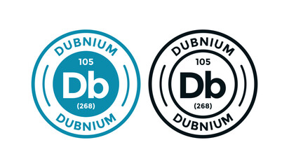 Dubnium logo badge template. this is chemical element of periodic table symbol. Suitable for business, technology, molecule, atomic symbol 