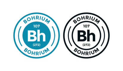 Bohrium logo badge template. this is chemical element of periodic table symbol. Suitable for business, technology, molecule, atomic symbol 