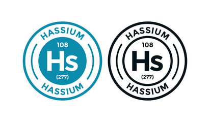 Hassium logo badge template. this is chemical element of periodic table symbol. Suitable for business, technology, molecule, atomic symbol 