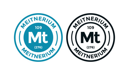 Meitnerium logo badge template. this is chemical element of periodic table symbol. Suitable for business, technology, molecule, atomic symbol 
