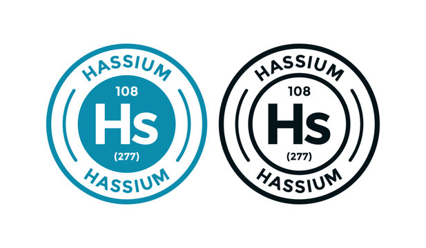Hassium logo badge template. this is chemical element of periodic table symbol. Suitable for business, technology, molecule, atomic symbol 