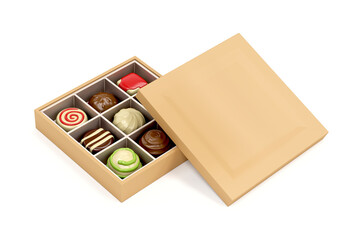 Gift box with a selection of chocolate pralines
