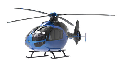 Fototapeta na wymiar Blue helicopter isolated on the white background. 3d illustration