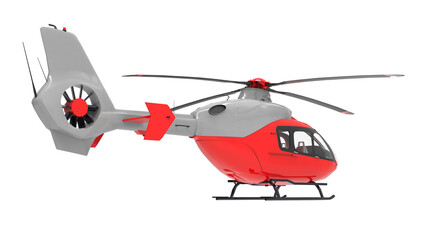 Blue helicopter isolated on the white background. 3d illustration