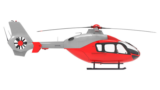 Blue helicopter isolated on the white background. 3d illustration