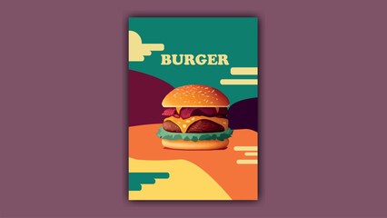 Fast food or burgers flyer design template, social media post template