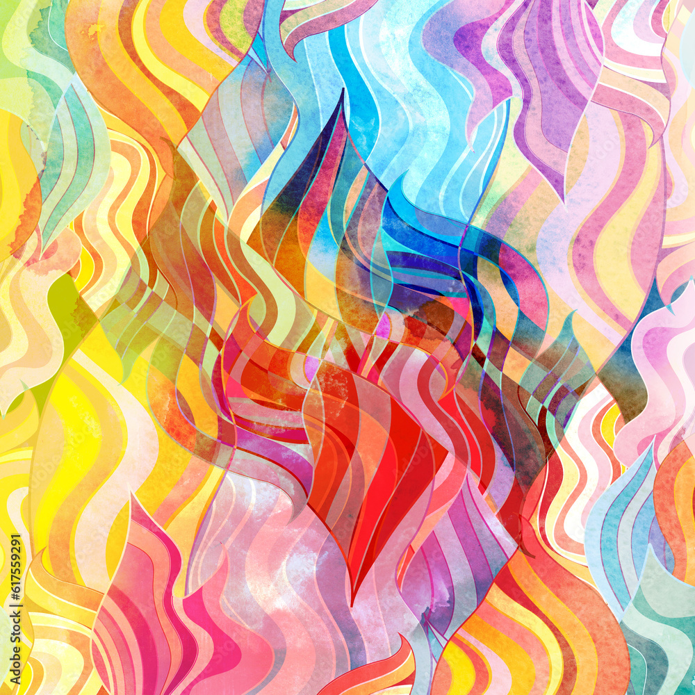 Poster abstract watercolor interesting graphic background with different elements