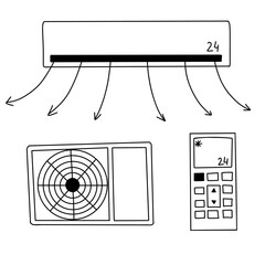 Simple Doodle Illustration Air Conditioner Cooling