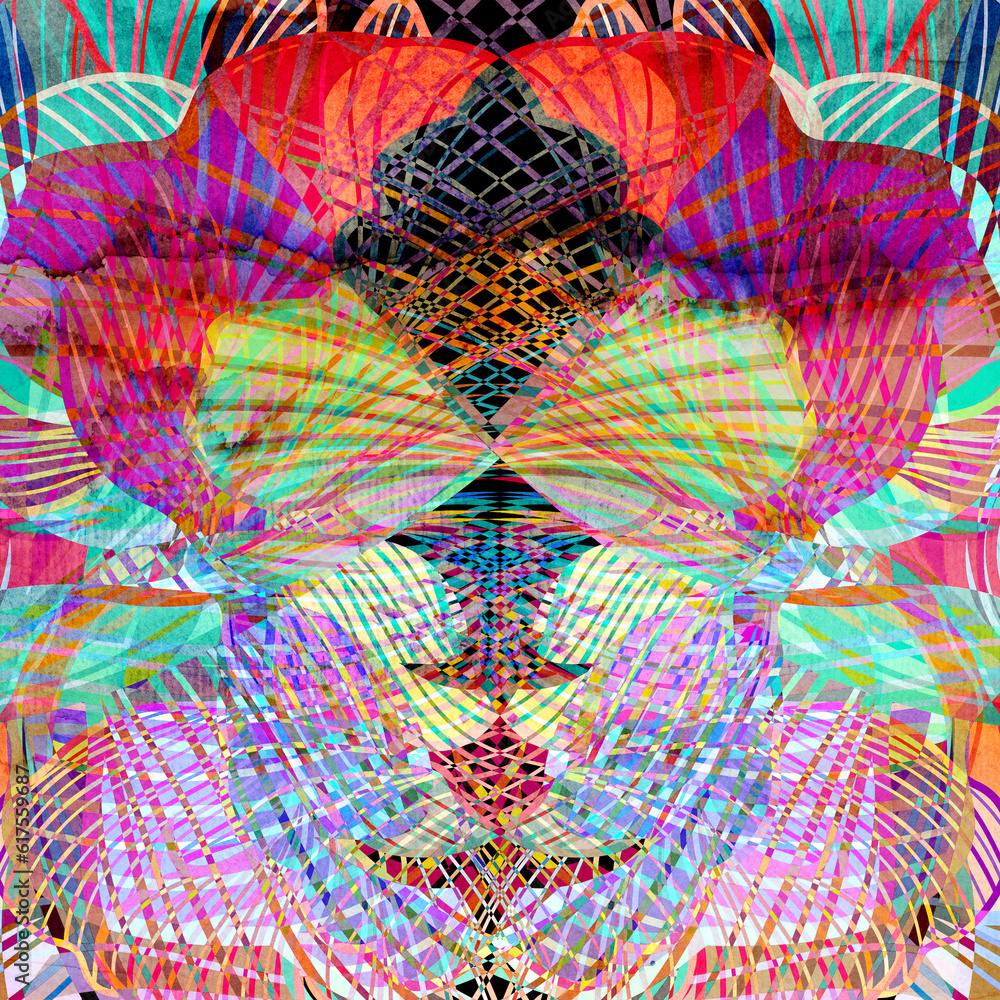 Poster abstract watercolor interesting graphic background with different elements