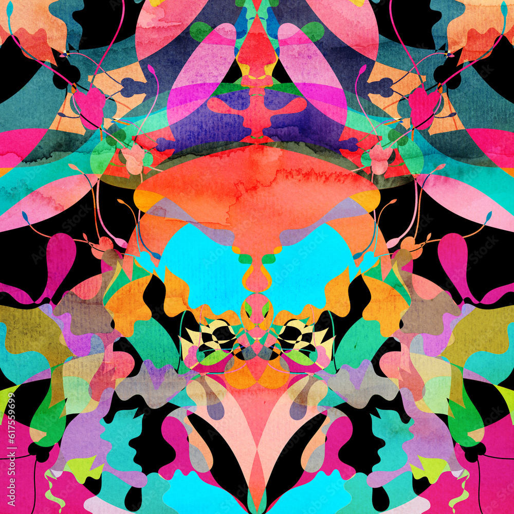 Poster abstract watercolor interesting graphic background with different elements