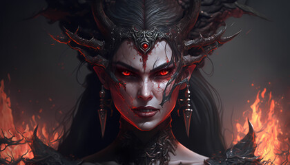 A beautiful demon, character design, Generative AI