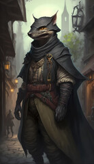 A rogue demi-human character design, fantasy rpg, Generative AI