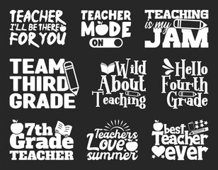 Fototapeta premium Teacher T shirt Design Bundle, Vector Teacher T shirt design, Teacher's Day shirt, Teacher typography T shirt design Collection