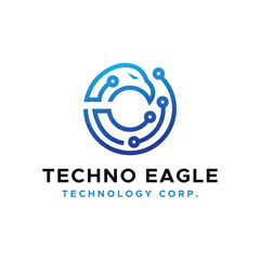 Obraz premium Eagle Tech Logo Template Design Vector, Emblem, Design Concept, Creative Symbol, Icon