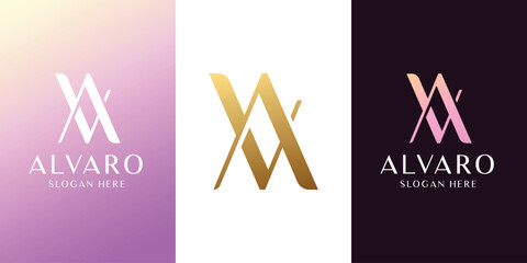 Modern luxury letter av logo with minimalist concept - obrazy, fototapety, plakaty