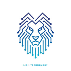 Lion Head Technology Logo Design