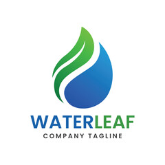 Leaf logos with a combination of water become a beautiful unity of concepts, suitable for water company, mining, environmental and chemical logos