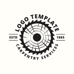 Vector carpentry vintage retro logo design, perfect for woodworking, lumberjack, handyman, sawmill