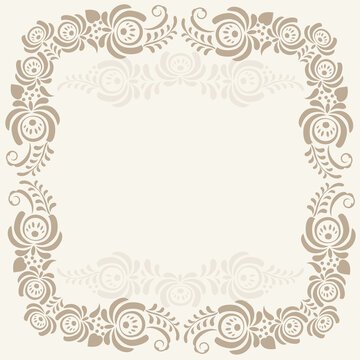 Abstract geometric vintage lace pattern, beige background