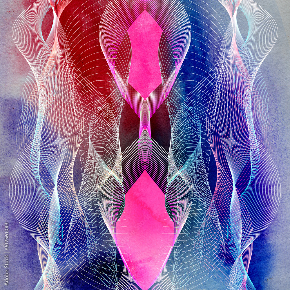 Poster abstract bright colorful background with different wavy elements